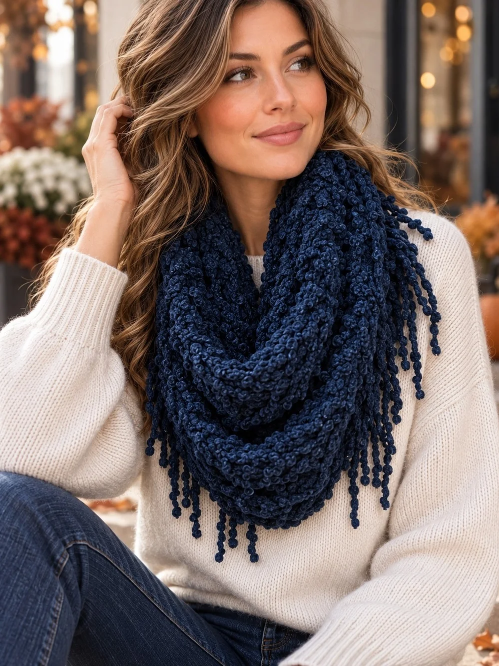 Cozy Infinity Scarf- Navy Scarf - C.C. Exclusives infinity scarf